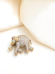 Elephant Polki Diamond Brooch Handcrafted Luxury