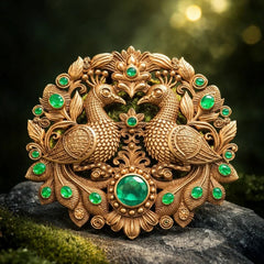 Peacock Splendor Brooch With Antique Look