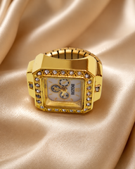 Square Crystal Bezel Finger Watch Ring