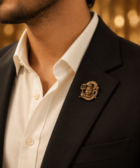 Adiyogi Shiva Gold Trishul Brass Brooch