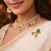Handmade Antique Finish Design Krishna Flute Paired with Peacock Brooch