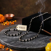 Capped Ebony Karungali Mala + Free Karungali Bracelet (Govt. Approved)