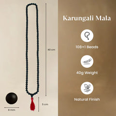 Authentic Divya Karungali Ebony Mala for Meditation (108+1)