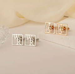 Engraved Initial Cufflinks for Groomsmen