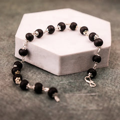 Capped Ebony Karungali Mala + Free Karungali Bracelet (Govt. Approved)