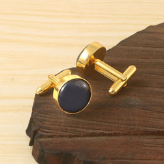 Natural Treated Blue Sapphire Gemstone Cufflinks For men's Groom Wedding Jewelry gift