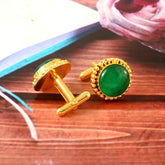 Natural Treated Emerald Lab Grown Green Gemstone Wedding Cufflinks