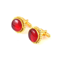 Natural Ruby Red Crystal Gemstone Cufflinks
