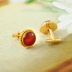 Natural Ruby Red Crystal Gemstone Cufflinks