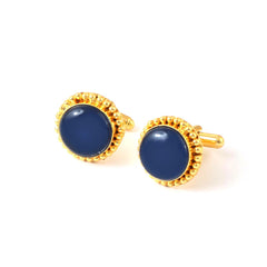 Natural Treated Blue Sapphire Crystal Gemstone Cufflinks For men's Groom Wedding Jewelry gift
