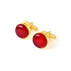 Natural Treated Ruby Red Crystal Gemstone Cufflinks