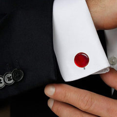 Natural Treated Ruby Red Crystal Gemstone Cufflinks