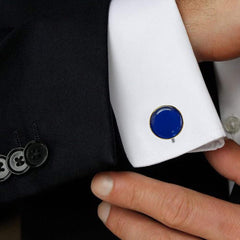 Natural Treated Blue Sapphire Gemstone Cufflinks For men's Groom Wedding Jewelry gift