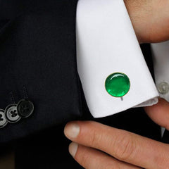 Natural Emerald Lab Grown Green Gemstone Wedding Cufflinks