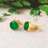 Natural Emerald Lab Grown Green Gemstone Wedding Cufflinks