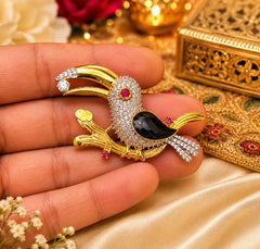 Hand Crafted Antique Bird Saree Pin Brooch