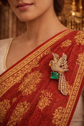 Emerald Imperial Eagle Saree Pin Brooch