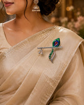 Krishna Flute Morpankh Saree Pin Broochs