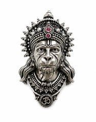 Antique Silver Plated Lord Hanuman Bajrang Bali Face Brooch