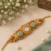 Ethnic Heritage Designer Timepiece - Mint Kundan Pair