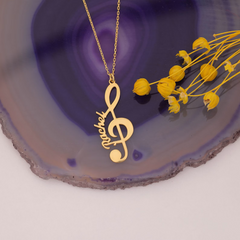 Personalized Treble Clef Name Necklace, Custom Music Note Pendant for Musicians, Music Lover Necklace, Musician Gift, Valentine's Day Gift