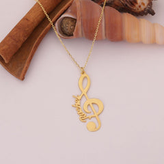 Personalized Treble Clef Name Necklace, Custom Music Note Pendant for Musicians, Music Lover Necklace, Musician Gift, Valentine's Day Gift