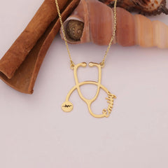 Custom Stethoscope Name Necklace, Medical Jewelry Gift for Nurse or Doctor, Unique Graduation Gift, Valentine's Day Gift