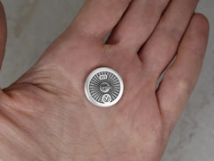 Round Lion Head Pin, Medieval Brooch, Lapel Badge, Gift for Him, Sterling Silver
