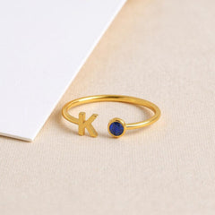 nitial Birthstone Ring, Birthstone Custom Ring, Letter Keepsake Ring, Letter Wedding Ring, Birthstone Personalized Ring, Name Initial Ring