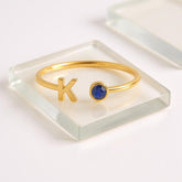 Initial Birthstone Ring, Birthstone Custom Ring, Letter Keepsake Ring, Letter Wedding Ring, Birthstone Personalized Ring, Name Initial Ring