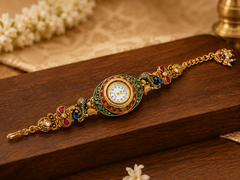 Ethnic Peacock Meenakari Enamel Ghungroo Watch Bracelet