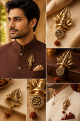 Shiva Linga, Trishul, and Om symbol Brooch