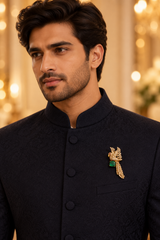 Diamond Encrusted Eagle Pendant with Regal Green Gemstone Brooch