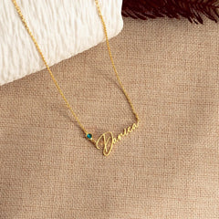 Custom Handmade Birth Stone Name Necklace