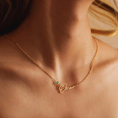Custom Handmade Birth Stone Name Necklace