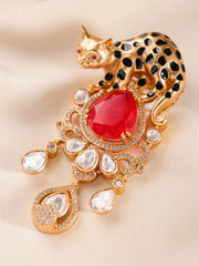 Panther Royale Gemstone Brooch Ruby Stone