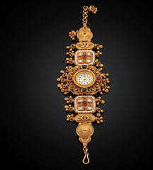 Ethnic Kundan Seed Pearl Ruby Jewelry Watch