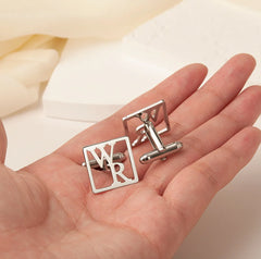 Engraved Initial Cufflinks for Groomsmen