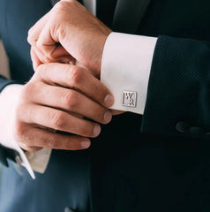Engraved Initial Cufflinks for Groomsmen
