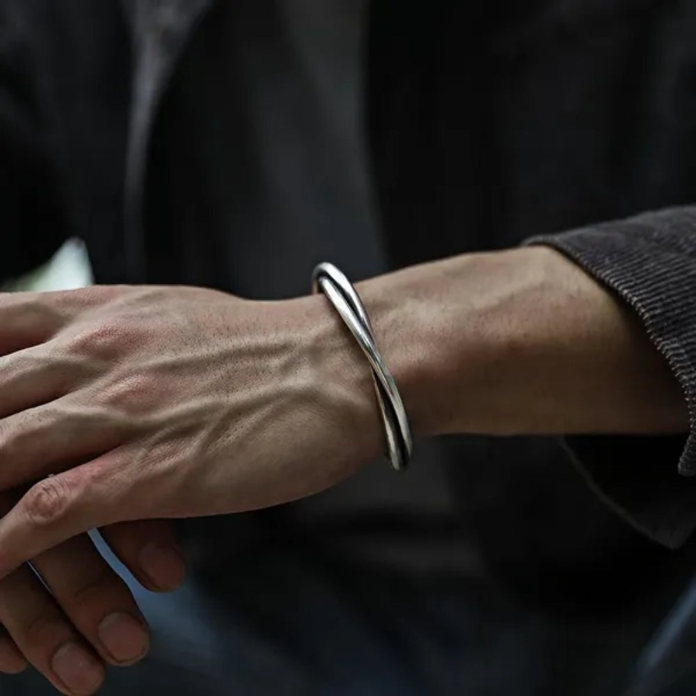 Silver Boho Kada Bracelet for men - Giva