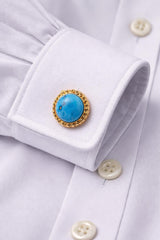 Natural Certified Firoza Turquoise GemStone Cufflinks Handmade For Men