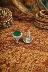 Natural Synthetic Emerald Green Heritage Gemstone Cufflinks For Man