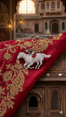 Horse Racer Diamonds Platinum Enamel Unisex Brooch