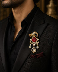 Panther Royale Gemstone Brooch Ruby Stone