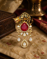 Ruby Vintage Cat Saree Pin Brooch