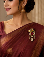Ruby Vintage Cat Saree Pin Brooch