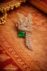 Emerald Imperial Eagle Saree Pin Brooch