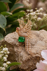 Emerald Imperial Eagle Saree Pin Brooch