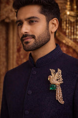 Emerald Imperial Eagle Saree Pin Brooch