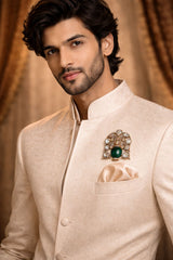 White Polki Emerald Queen Saree Pin Broochs